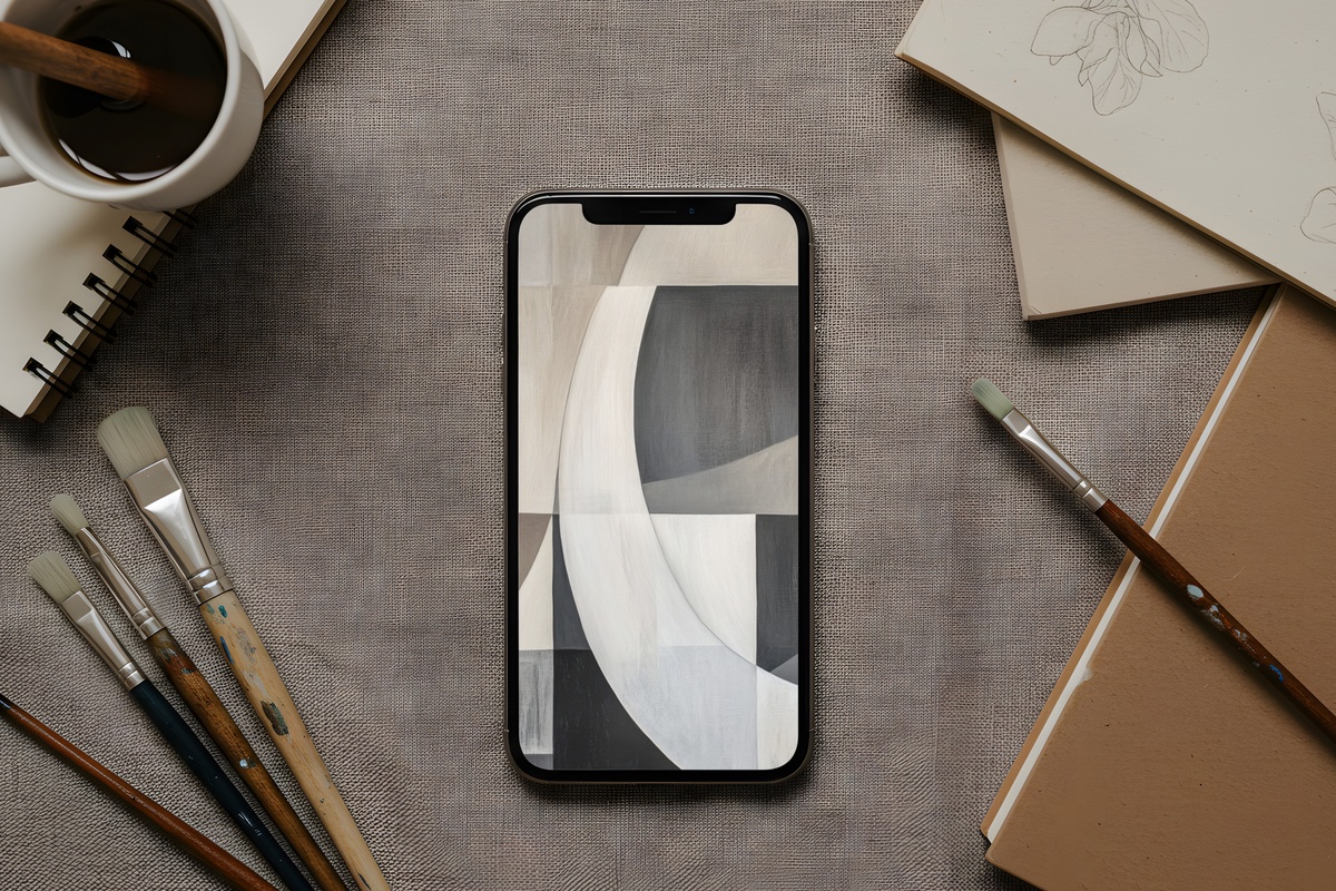Geometric Harmony Whispers neutral iPhone wallpaper