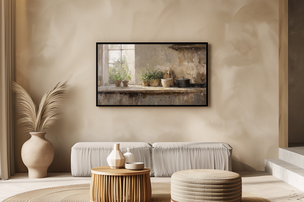 Herb-Filled Farmhouse Kitchen Frame TV Art