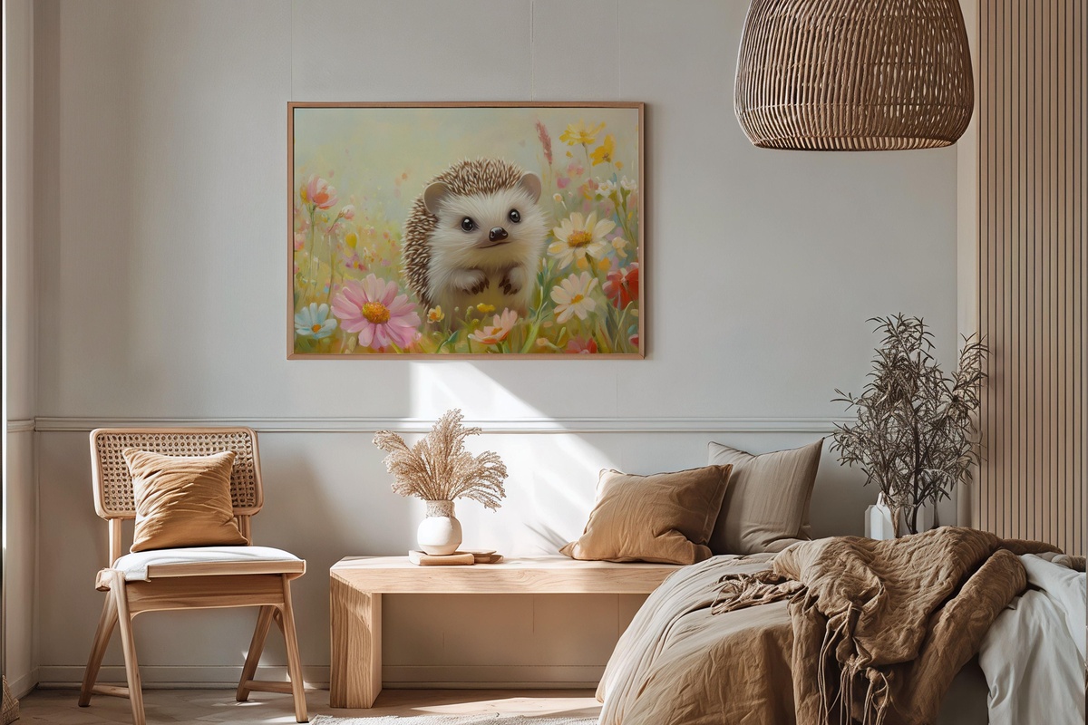 Hedgehog's Blooming Haven Nursery Printable Wall Art