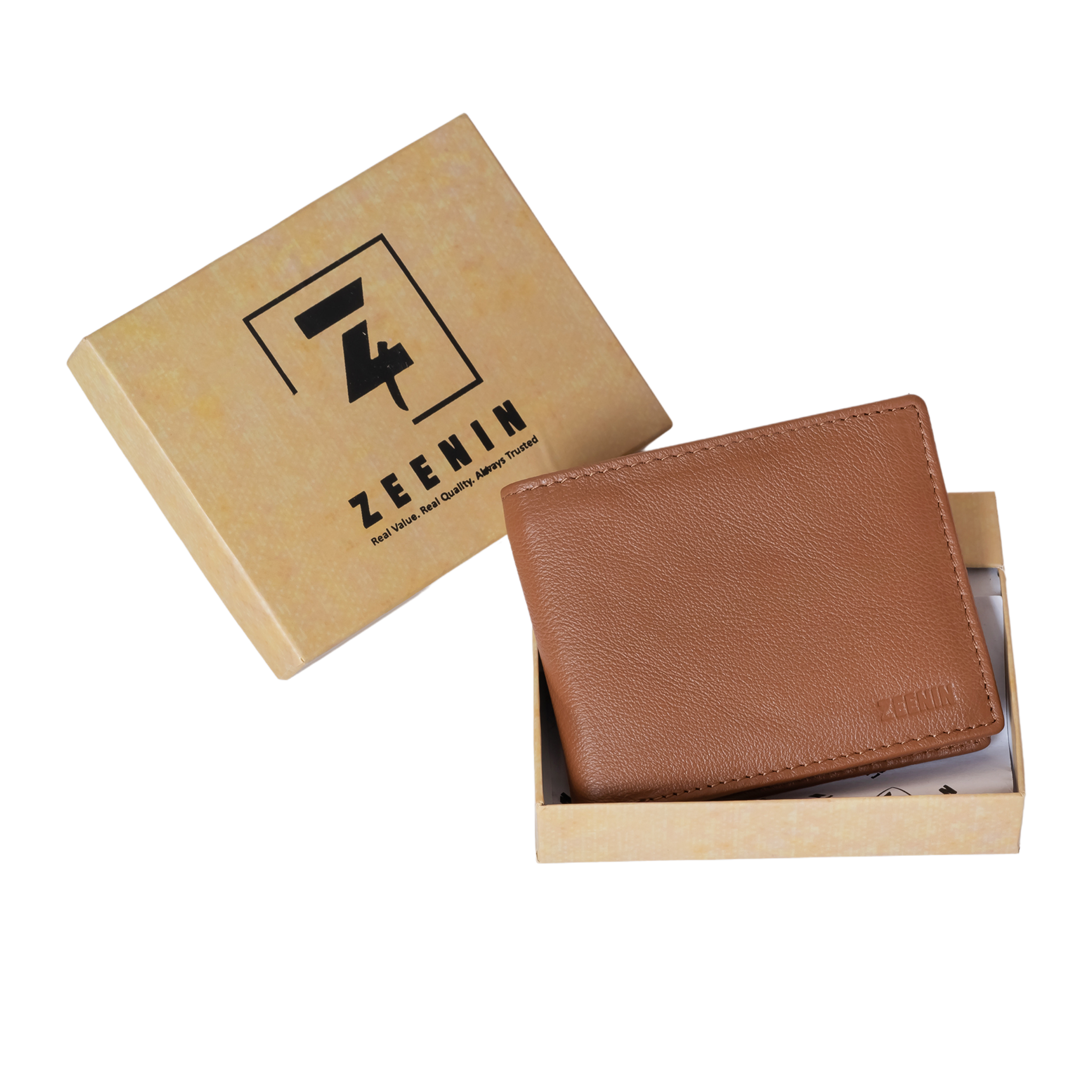 Zeenin Pure Genuine Premium Nappa Leather Handmade Slim Trifold Men’s Wallet with 6 Credit Card slots