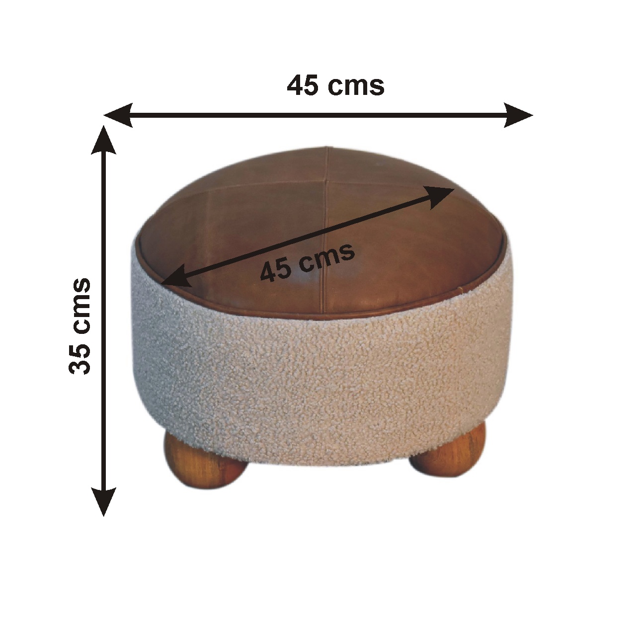 Size chart for Cream Boucle Buffalo Footstool