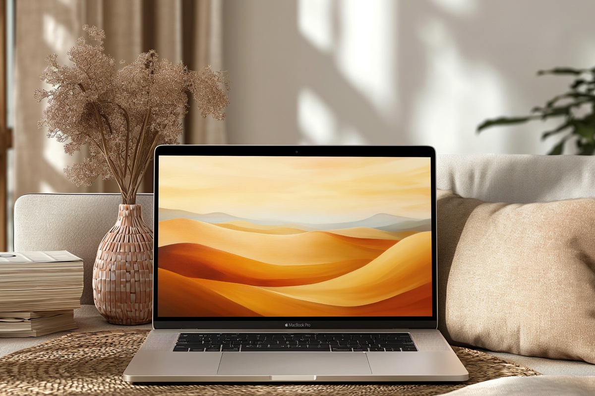 Desert Calm in Modern Brushstrokes Modern Desktop Wallpaper