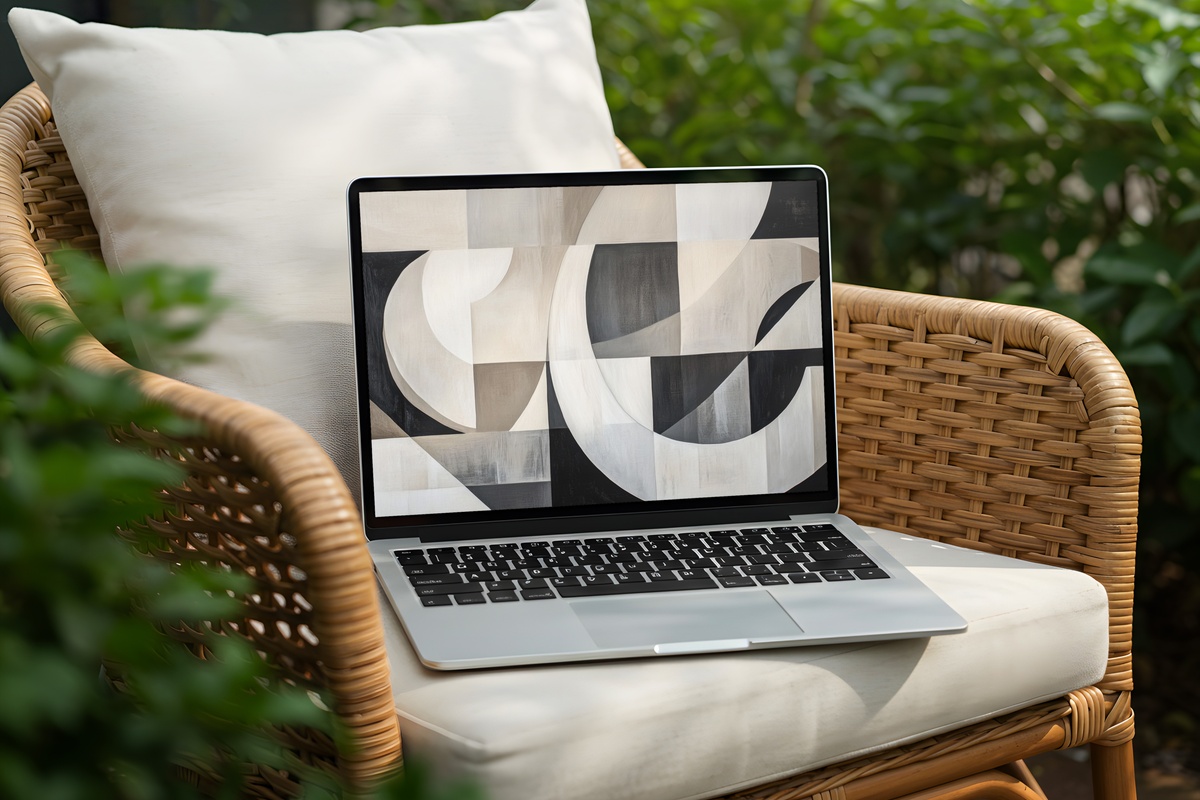 Geometric Harmony Whispers Neutral Desktop Wallpaper