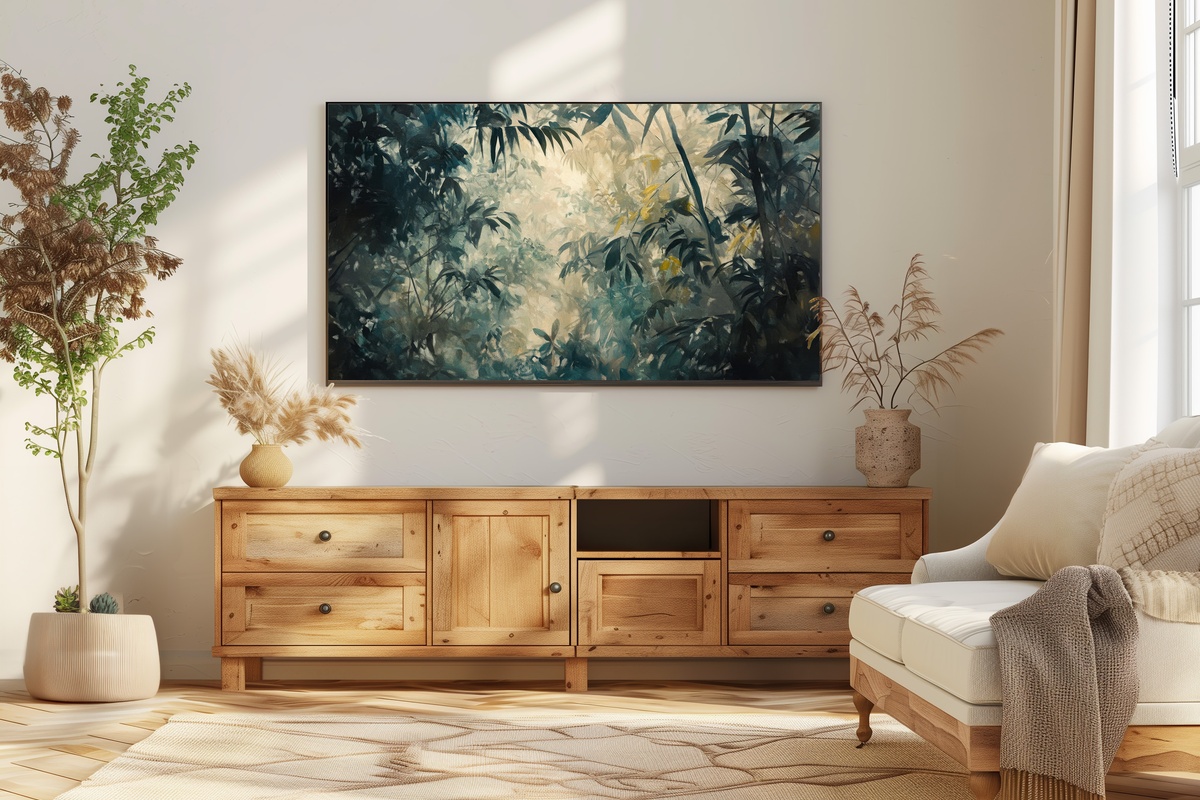 Canopy Symphony of Greens Vintage Frame TV Art