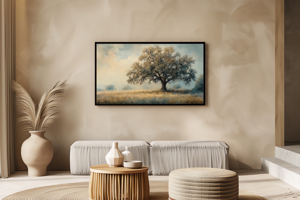 Eternal Embrace Oak Majesty Vintage Frame TV Art