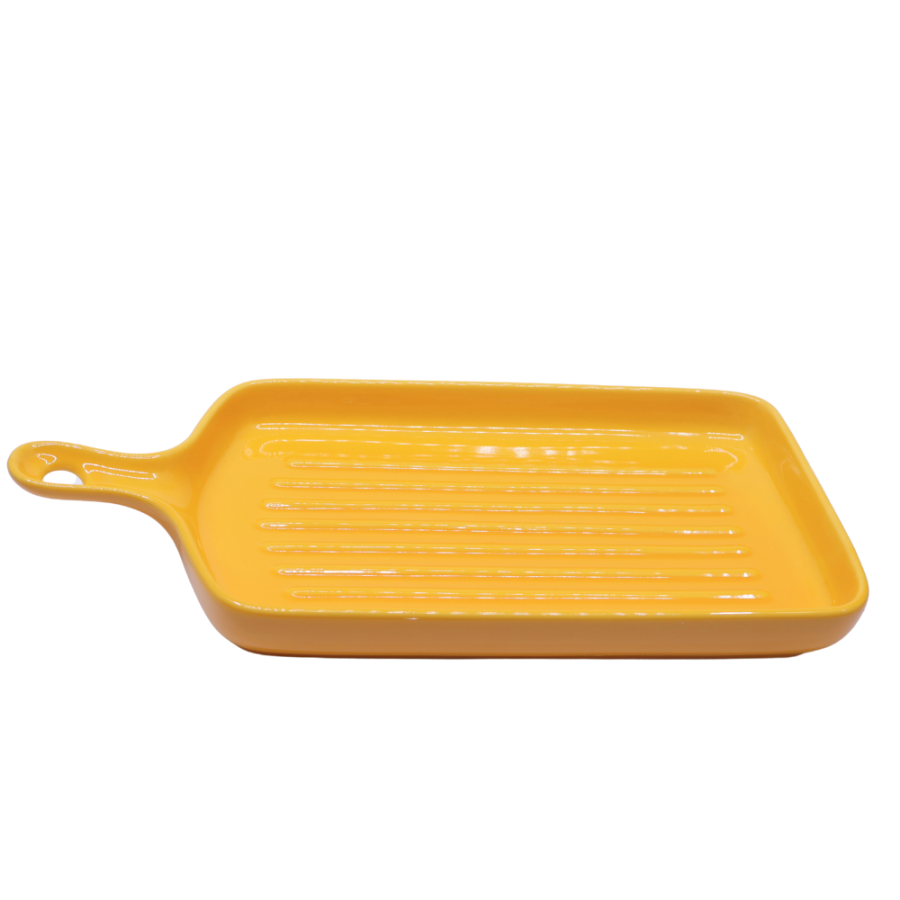 Bandeja con asa cerámica, 28cm