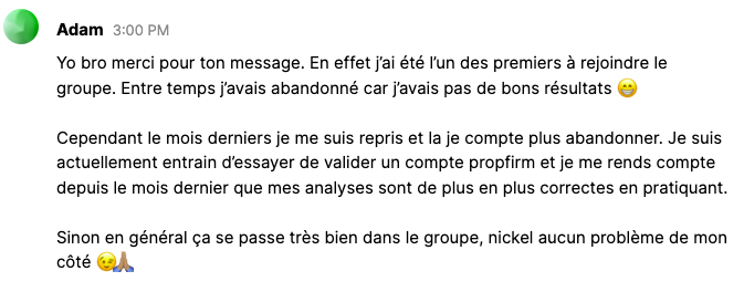 Témoignage de Adam
