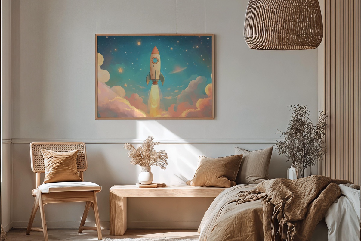 Rocket's Dreamy Voyage Nursery Printable Wall Art