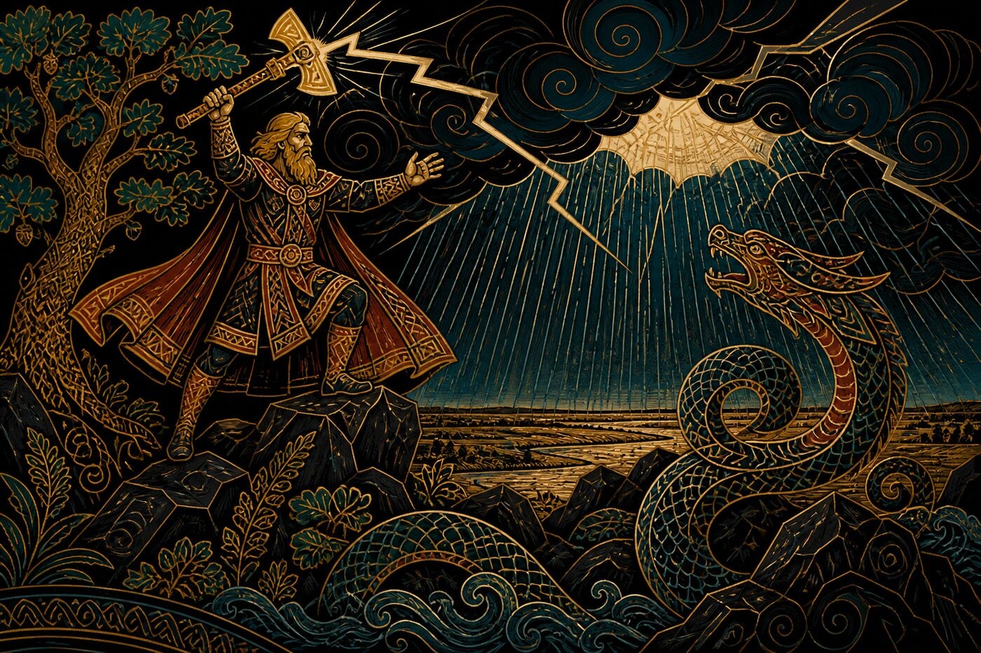 Original illustration for Perun Strikes the Dragon