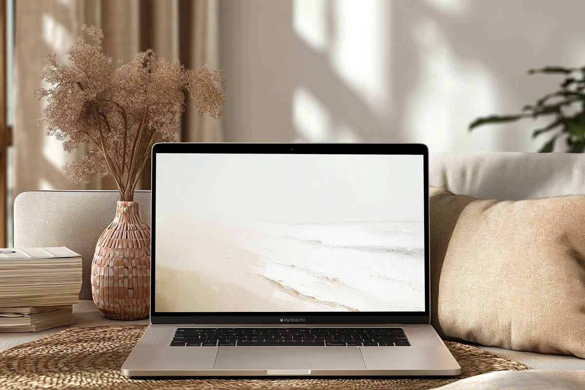 Whispers of Seaside Minimalism Summer Desktop Wallpaper - impressionist minimalist beach