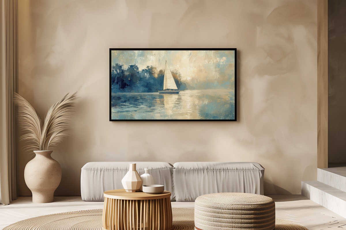 Serene Sailboat Tranquility Coastal Frame TV Art