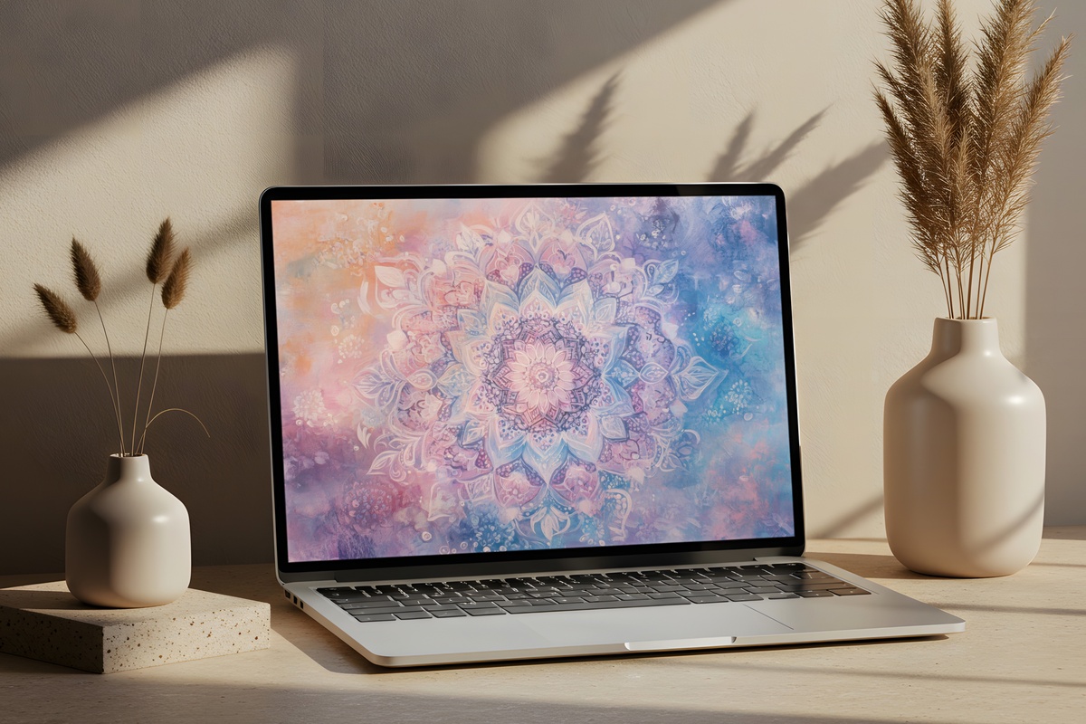 Pastel Mandala Serenity Boho Desktop Wallpaper