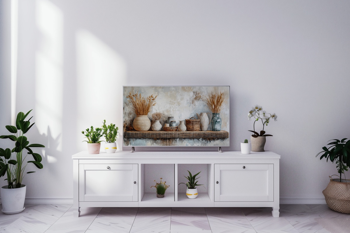 Rustic Rattan Harmony Boho Frame TV Art