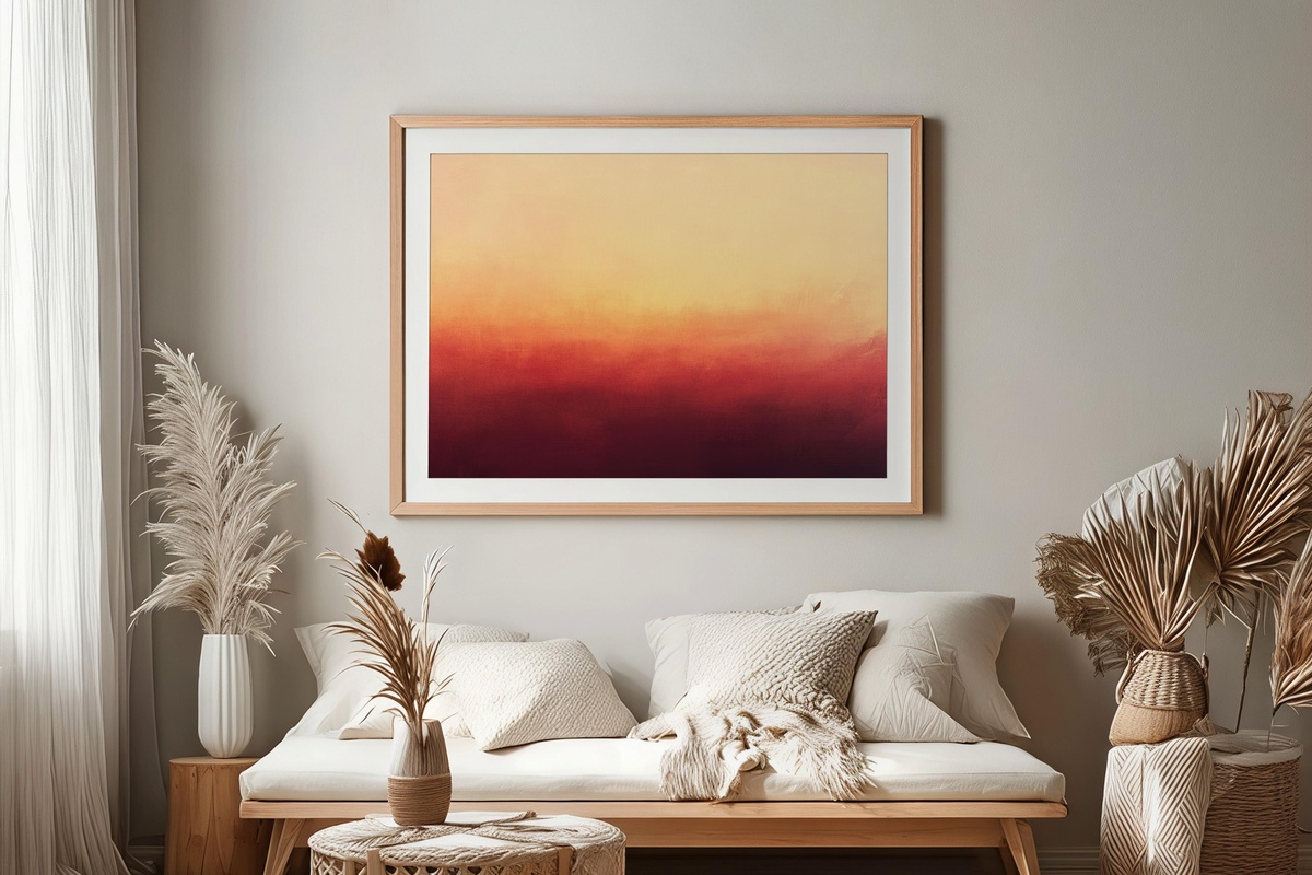Sunset Hues Canvas abstract printable wall art with acrylic warm sunset tones