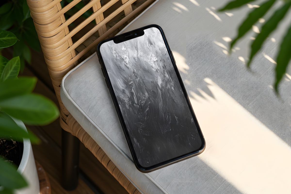 Energetic Brushwork Dynamics Black and White iPhone Wallpaper