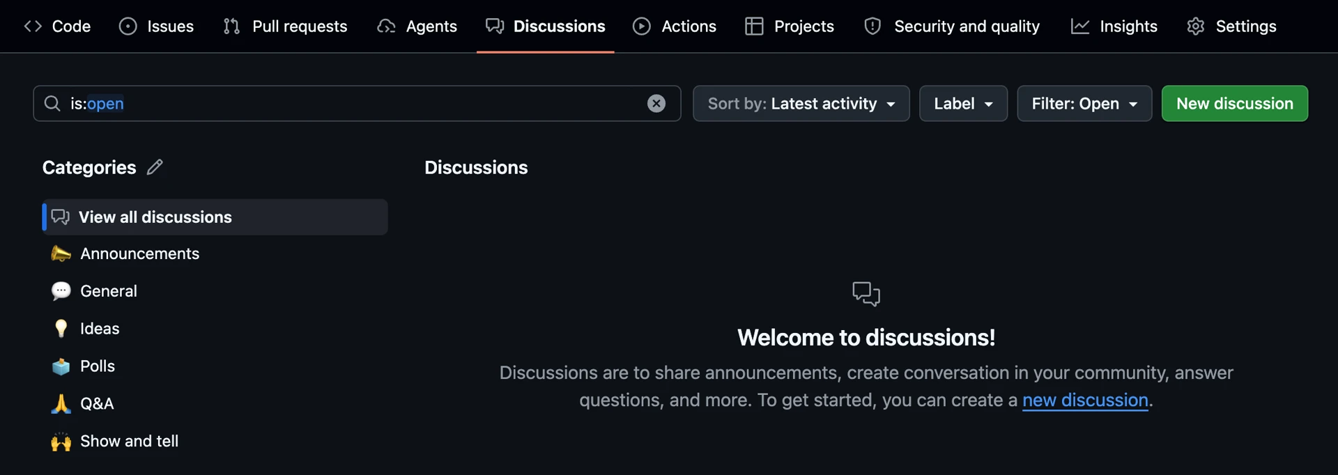 Discussions 메뉴