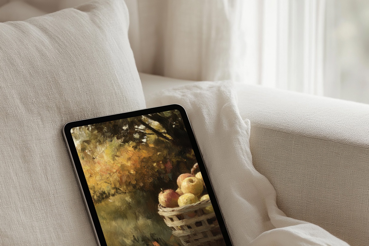 Orchard Apple Harvest iPad Wallpaper with warm curated autumn hues