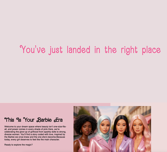 Barbie landing page mobile responsive design showcase