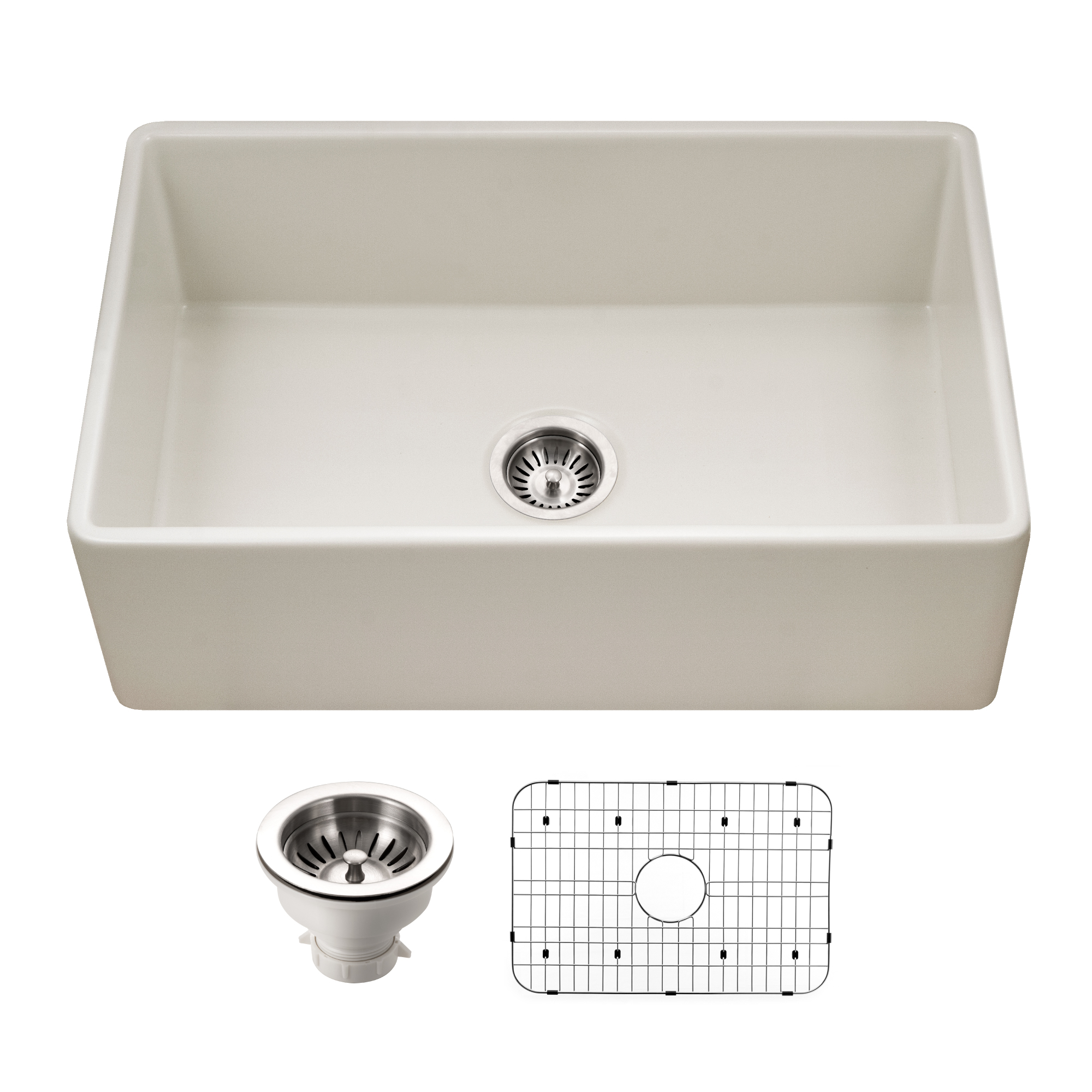 Houzer Platus 30" Fireclay Farmhouse Sink, Biscuit, PTS-4118 BQ