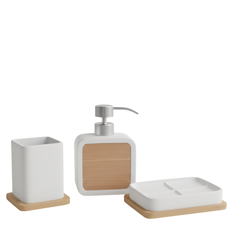 Set de baño (Colores disponibles) cerámica, 3 piezas