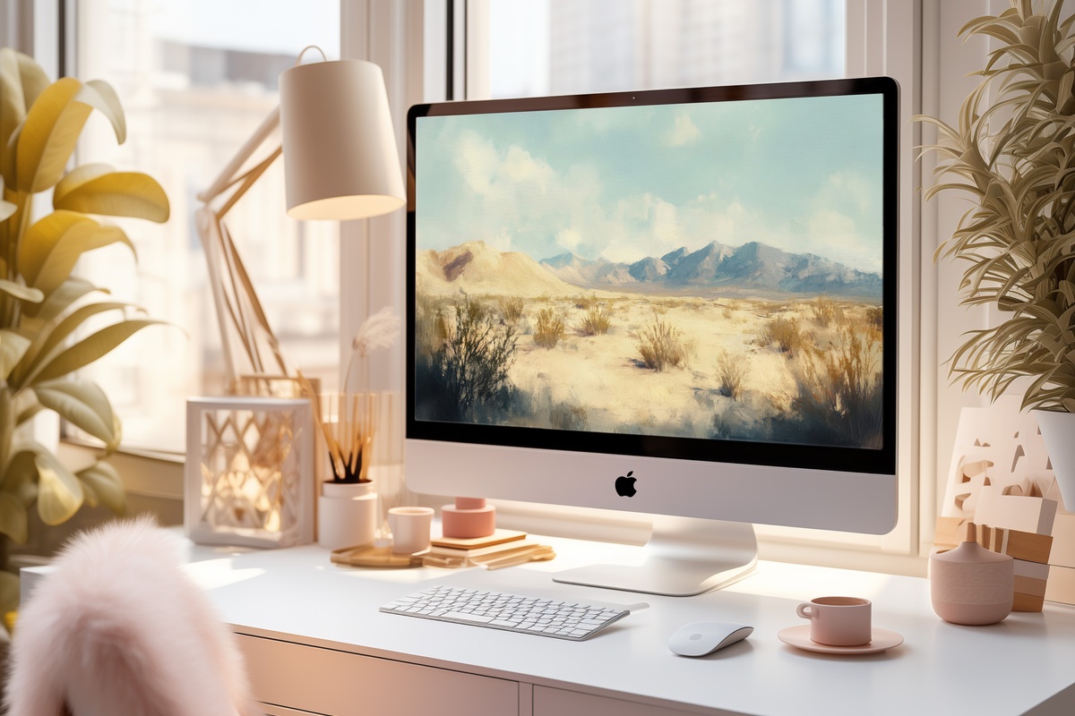 Mountain Desert Horizon landscape desktop wallpaper with sweeping skyline
