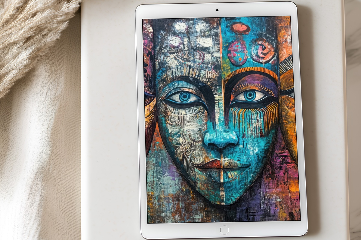 Tribal Mask Whimsy Boho iPad Wallpaper