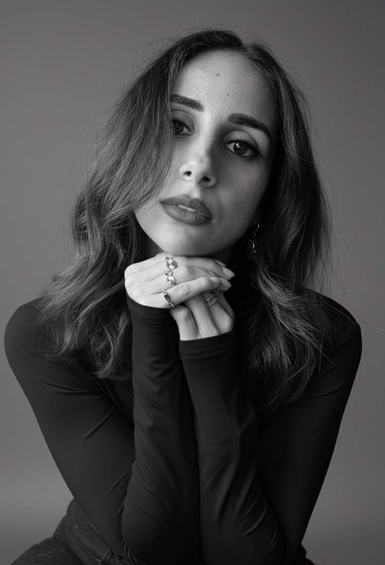 Portrait of Nermin, a UX designer and developer with creative feminine aesthetic