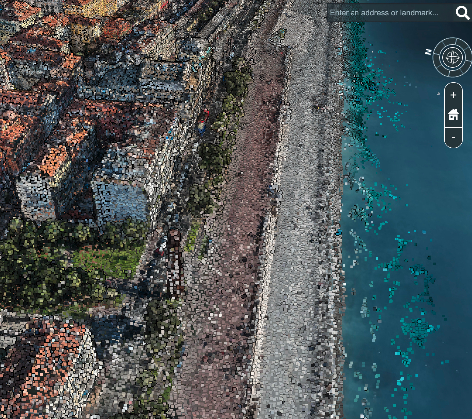 Nuage de points 3D géoréférencé — détail urbain
