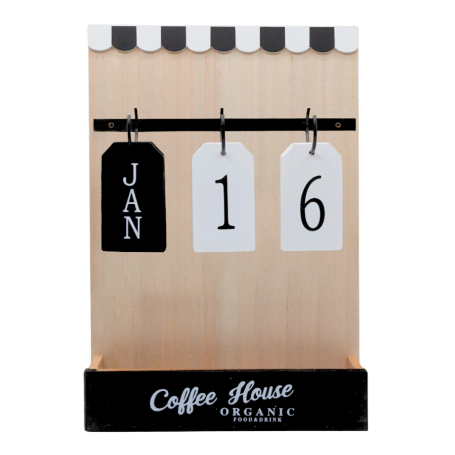 Calendario vintage madera, 30x20x4.5cm