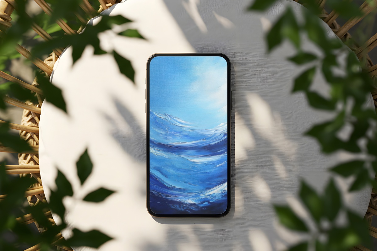 Blue Ocean Wave Elegance modern iPhone wallpaper in serene deep blues
