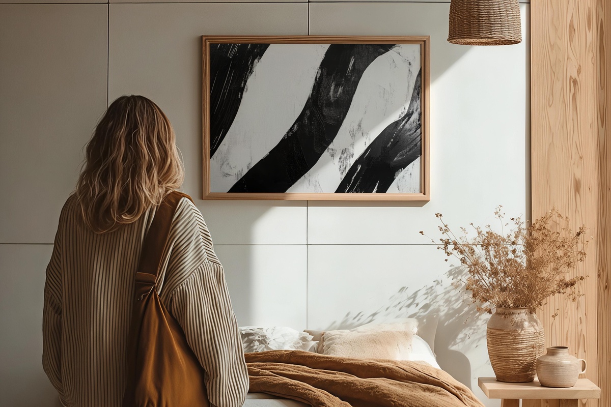 Dynamic Stripe Rhythm Black and White Printable Wall Art