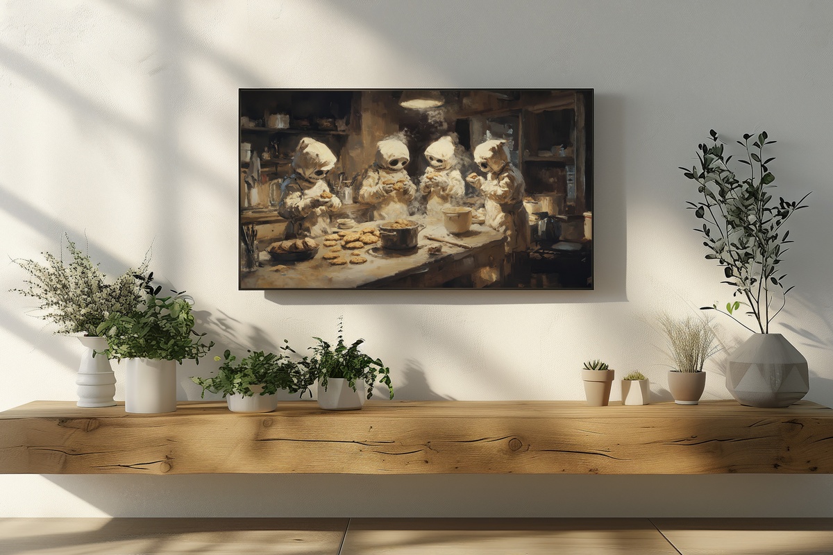 Cookie-Baking Mummy Whimsy Halloween Frame TV Art