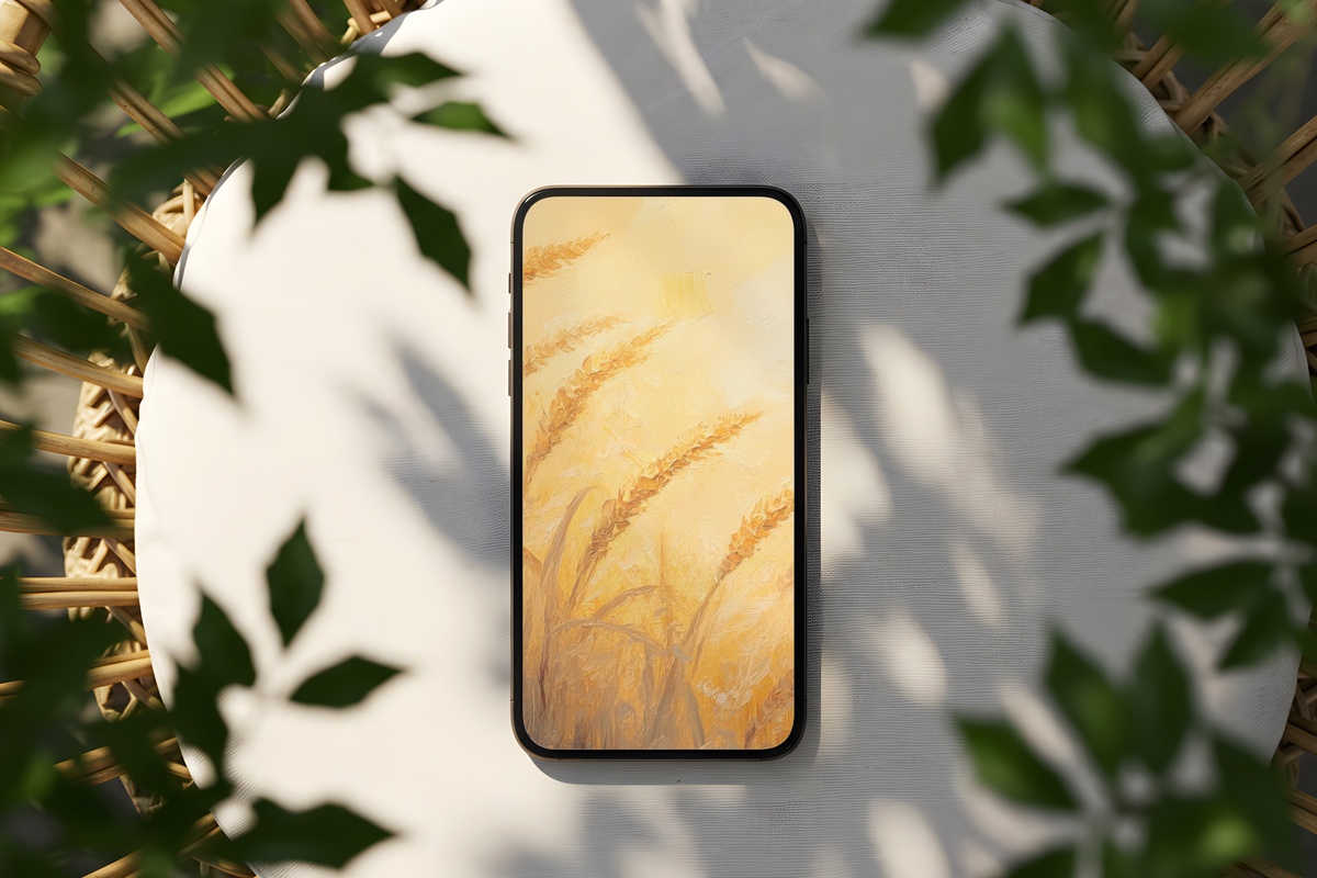 Radiant Wheatfield Reverie iPhone Wallpaper - soft amber background