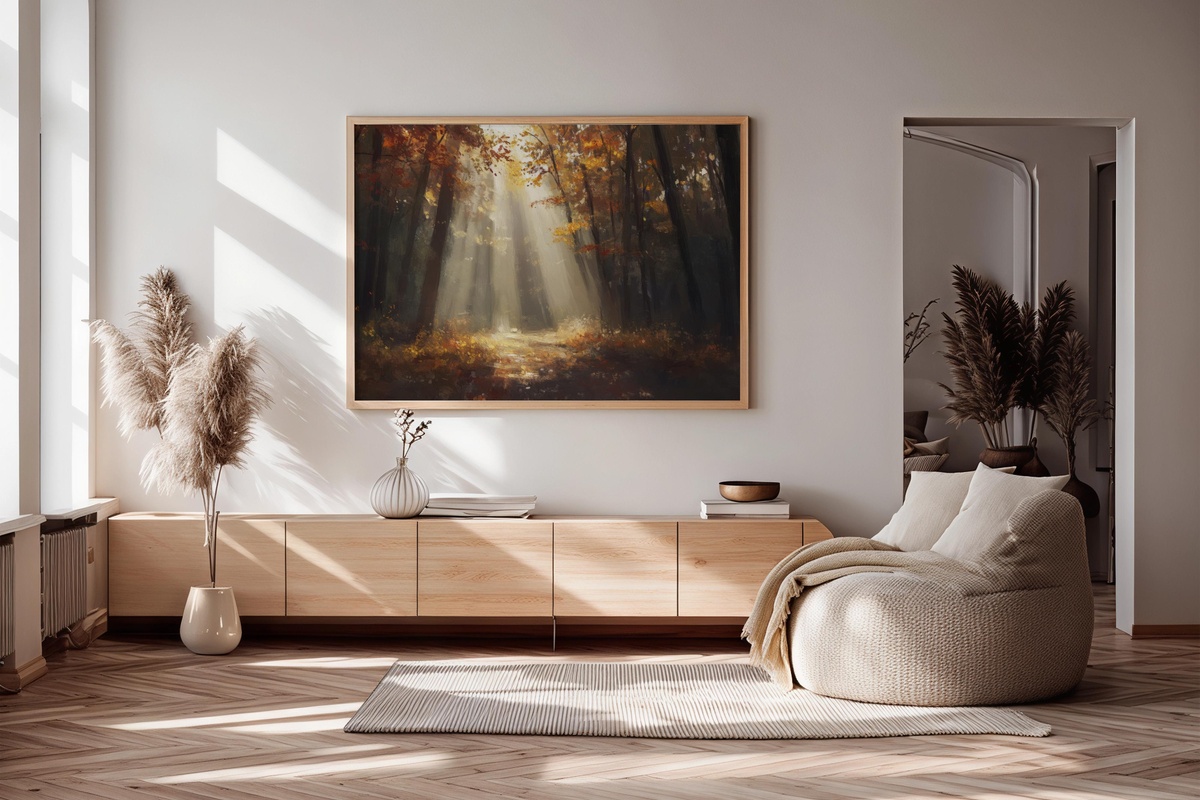 Sunlit Forest Whispers Fall Printable Wall Art