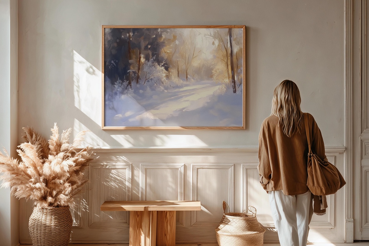 Winter's Golden Embrace Printable Wall Art