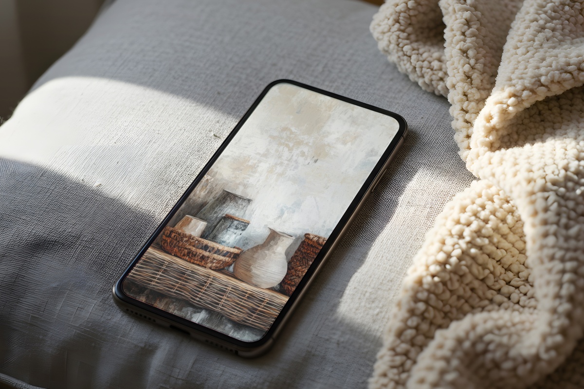 Rustic Rattan Harmony Boho iPhone Wallpaper