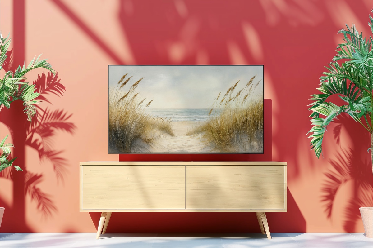 Whispering Coastal Breeze Summer Frame TV Art showing beach dunes and wild grass
