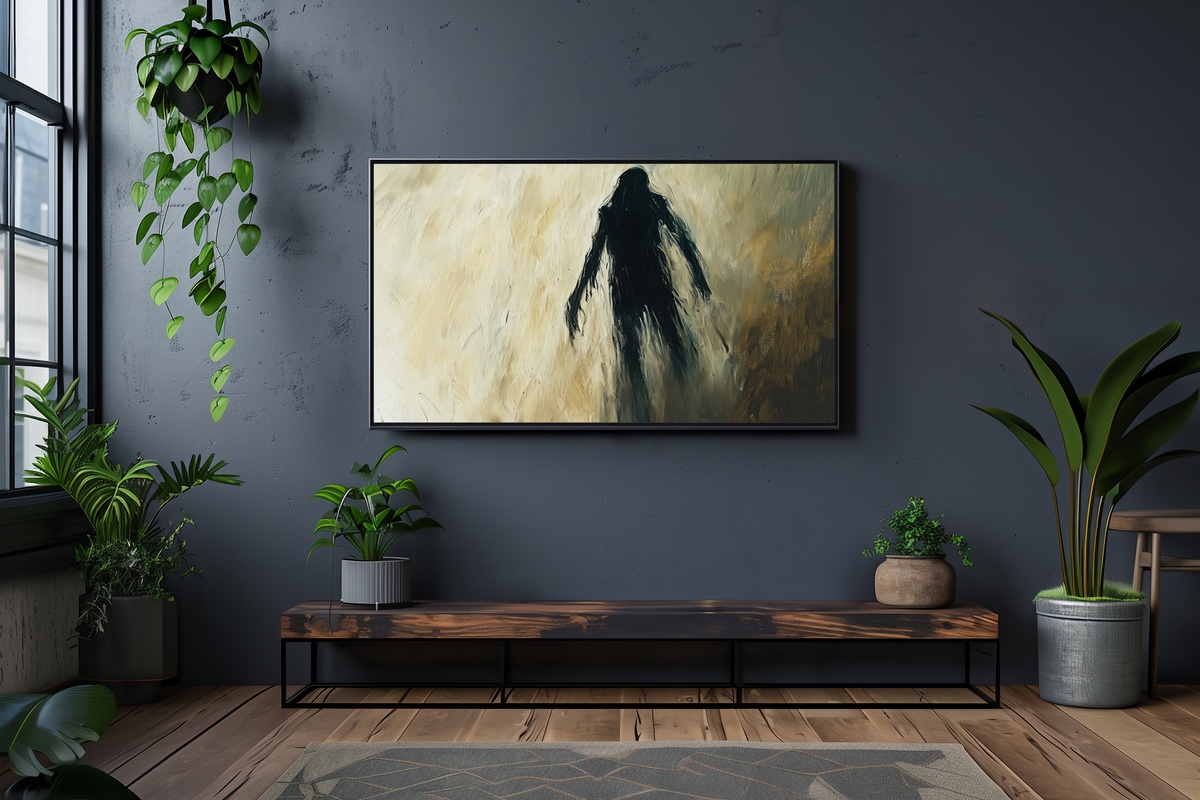 Mysterious Figure in Eerie Tones Halloween Frame TV Art