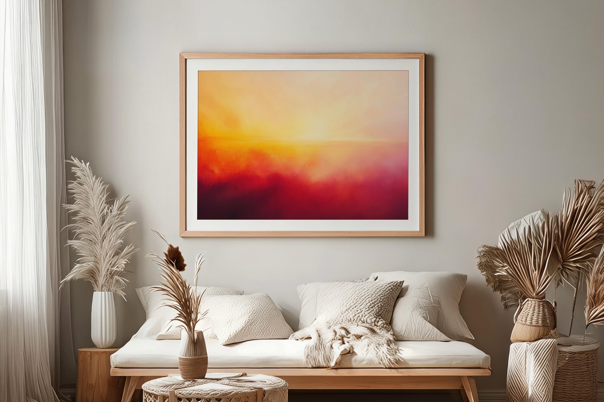 Dusky Horizon Tranquility abstract printable wall art with soft sunset tones