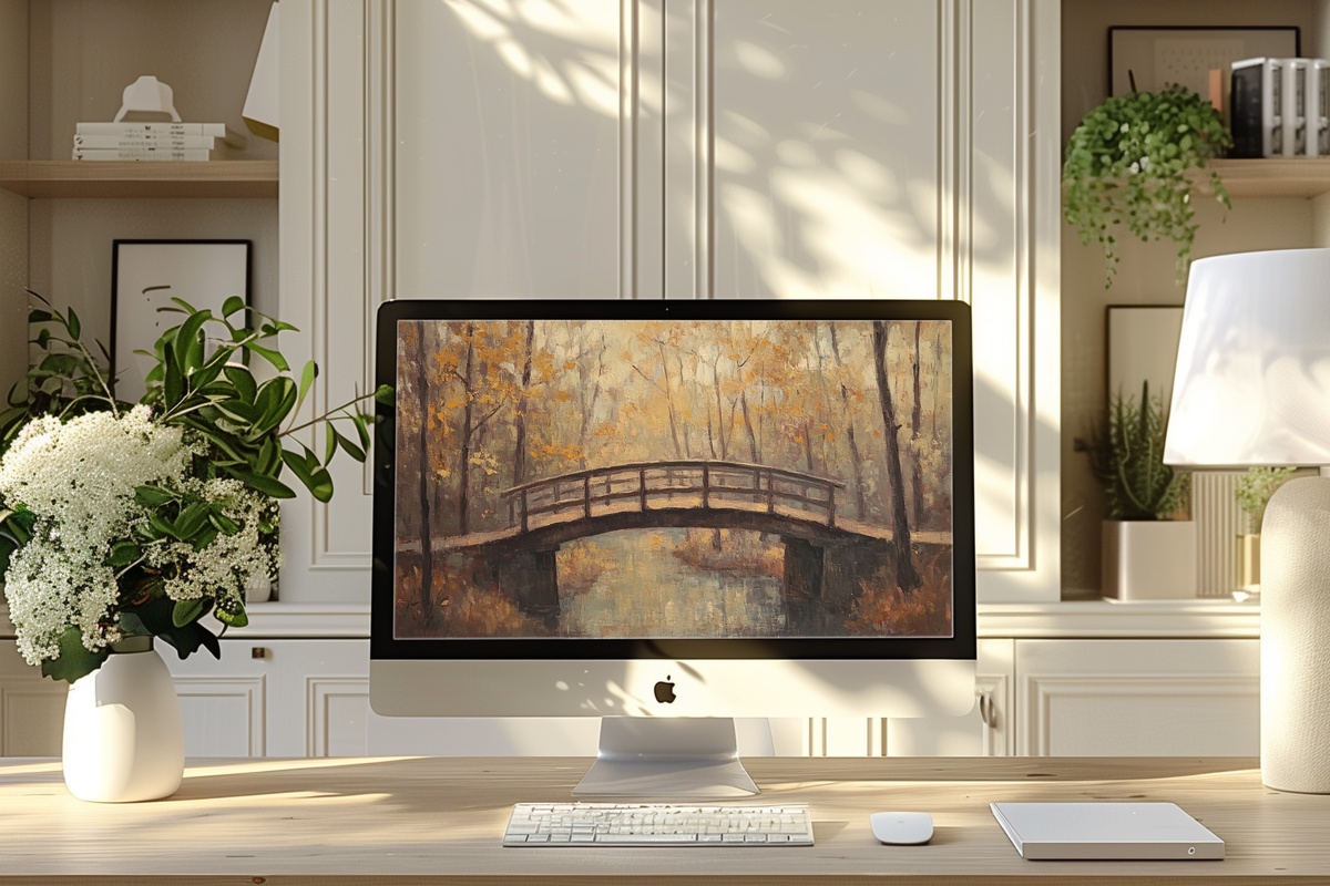 Autumn Bridge Elegance Fall Desktop Wallpaper