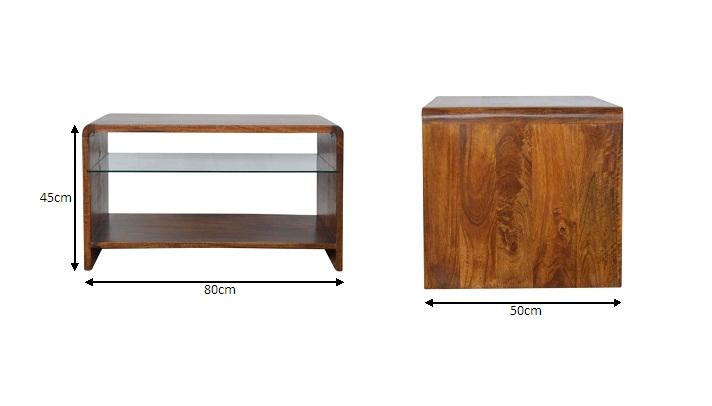 Size chart for Chestnut Glass Shelf Coffee Table