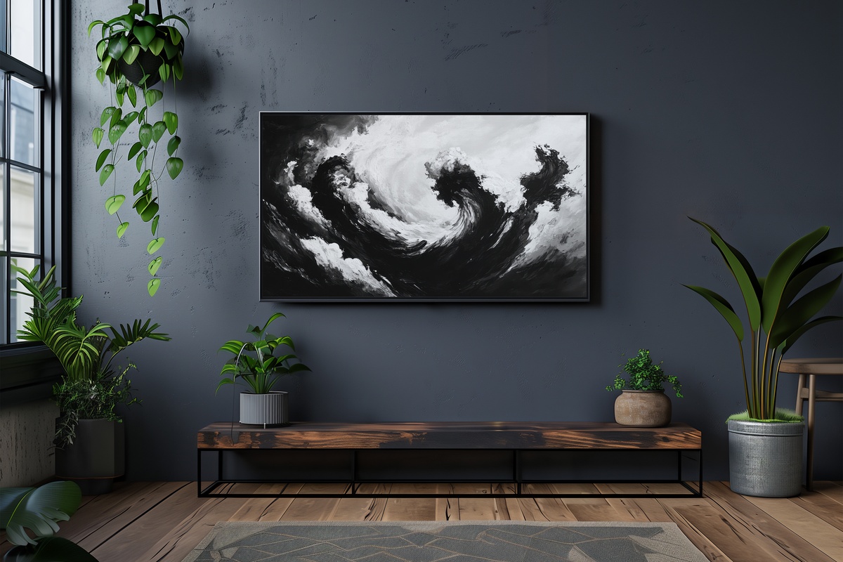 Majestic Stormy Skies Black and White Frame TV Art