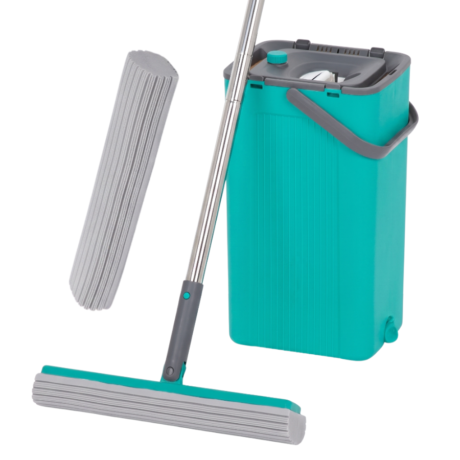 Trapeador + balde de secado automático pva, 140cm y 36.5x17.5x21.5cm