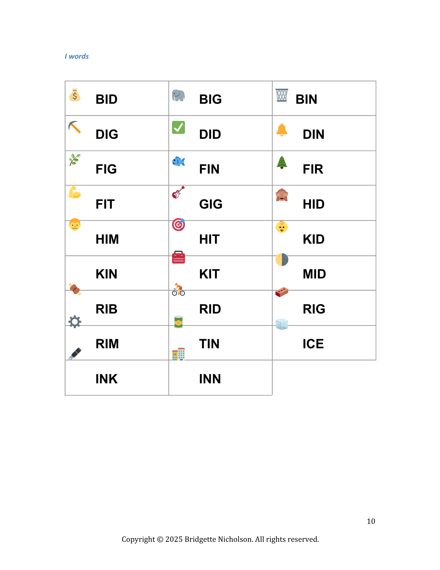 Word Lists Typing workbook page 10