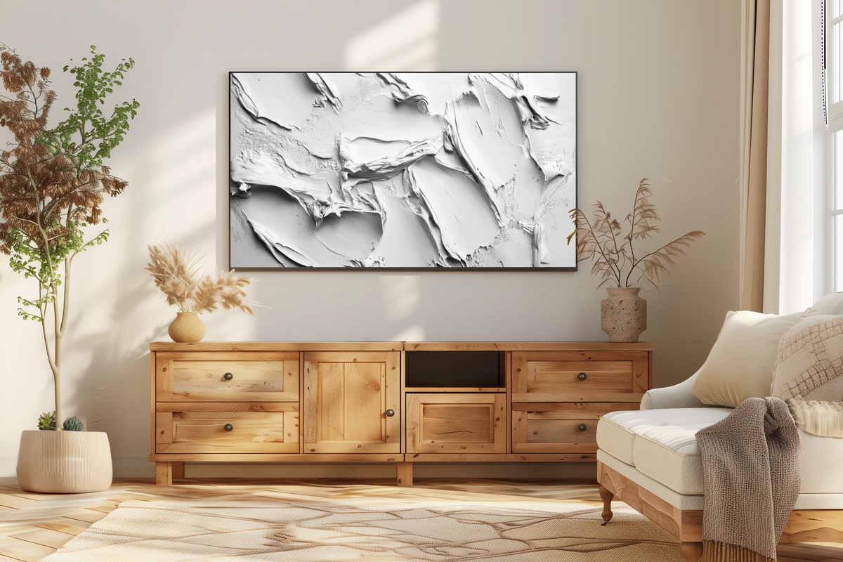 Shadows Whisper in Grayscale Dance Neutral Frame TV Art