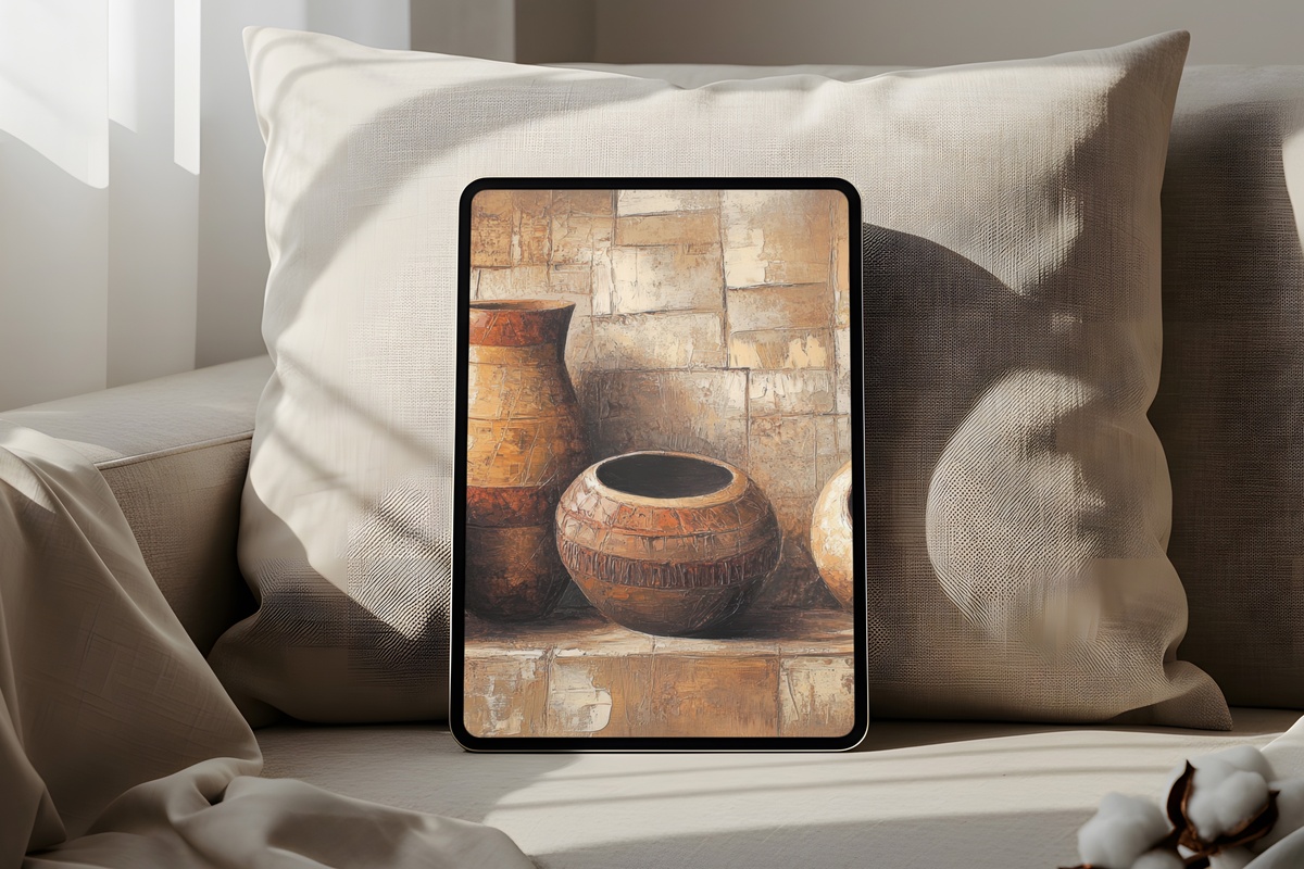 Earthy Clay Pottery Boho iPad Wallpaper