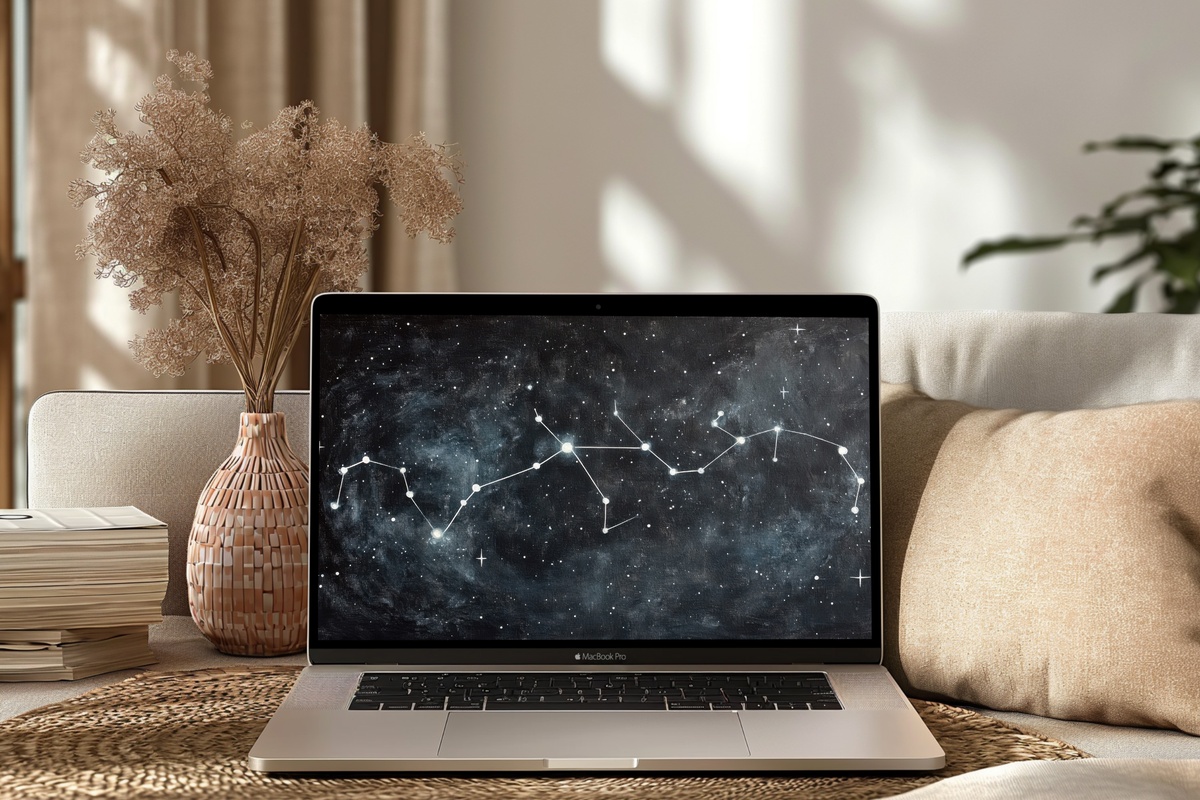 Cosmic Constellation Reverie Desktop Wallpaper - star constellation lines on deep night-sky field