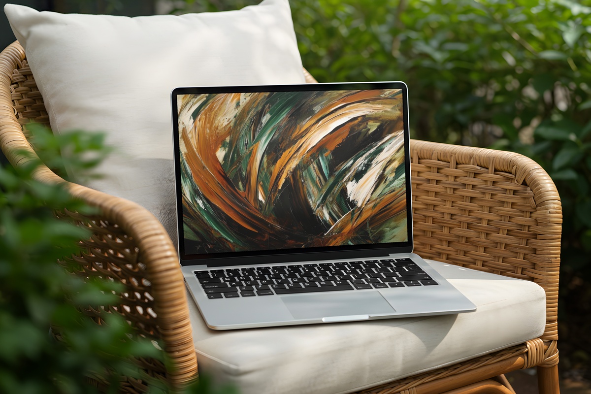 Earthy Horizon Whispers Abstract Desktop Wallpaper