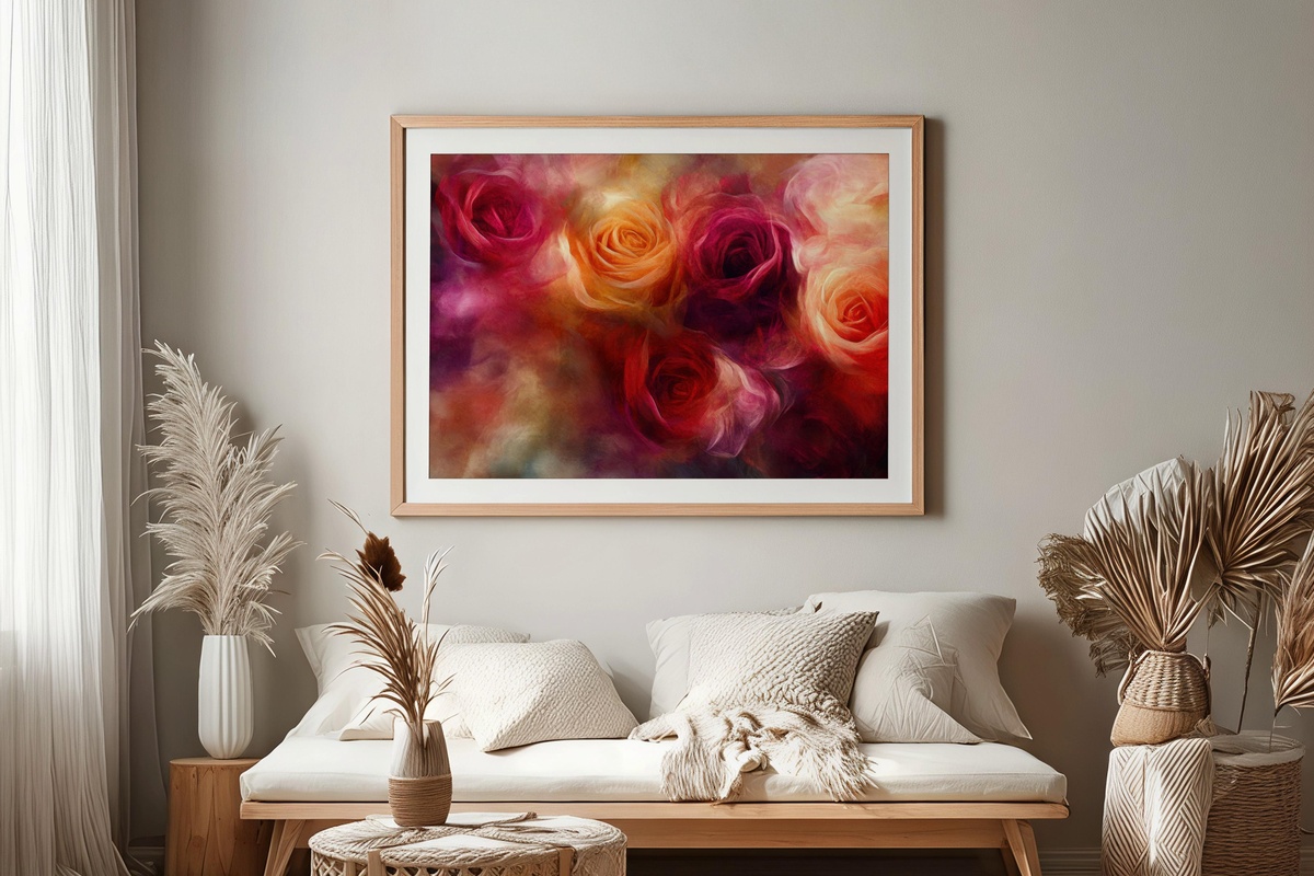 Expressive Rose Brushwork floral printable wall art
