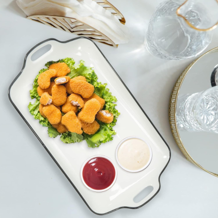 Bandeja con asas cerámica, 33x25cm